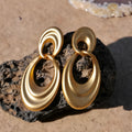 Copper double circle French retro earrings in quicksand colour with U-shaped design
