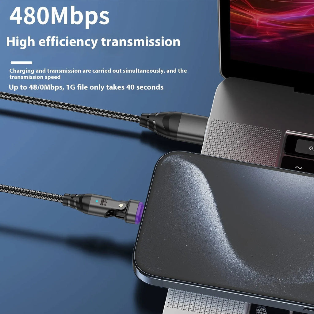 New Six-in-one 240W magnetic data cable with aluminium alloy connectors in black, 1m and 1.8m lengths