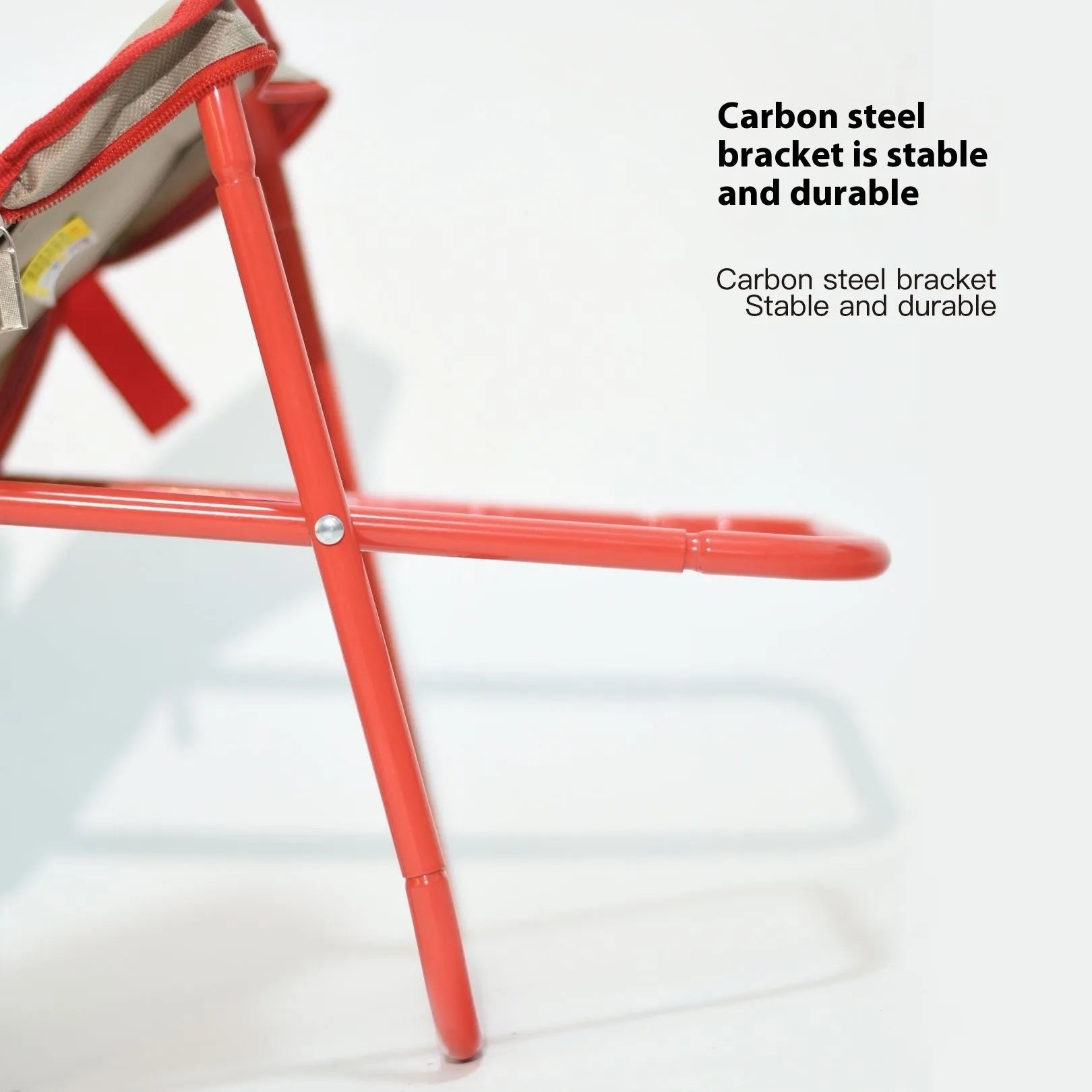 A lightweight foldable camp chair stool in oxford cloth, shown in a khaki colour, folded compactly.