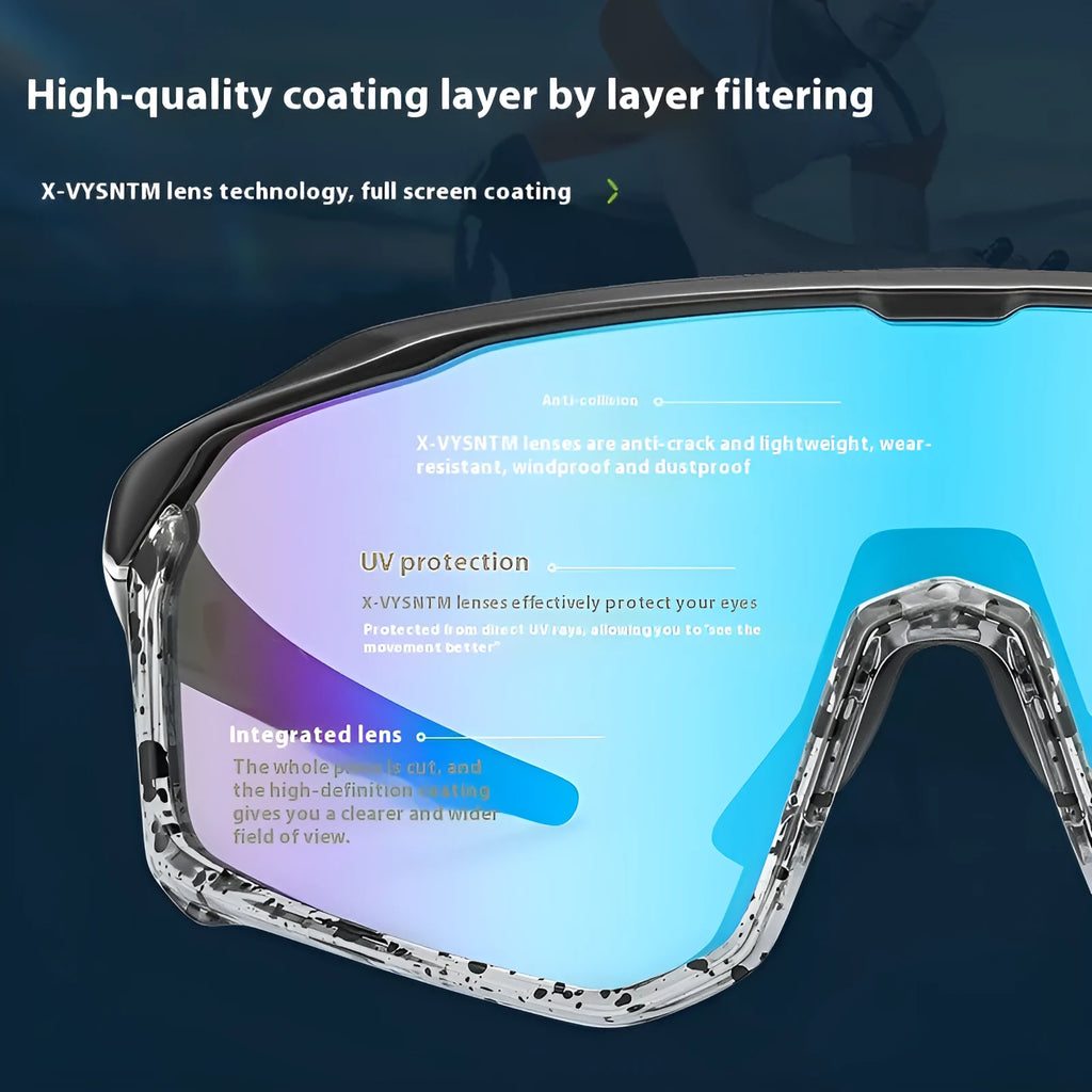 Full-frame mountaineering goggles with colourful lenses, shown in a black and red colour variant, for climbing and snow sports.