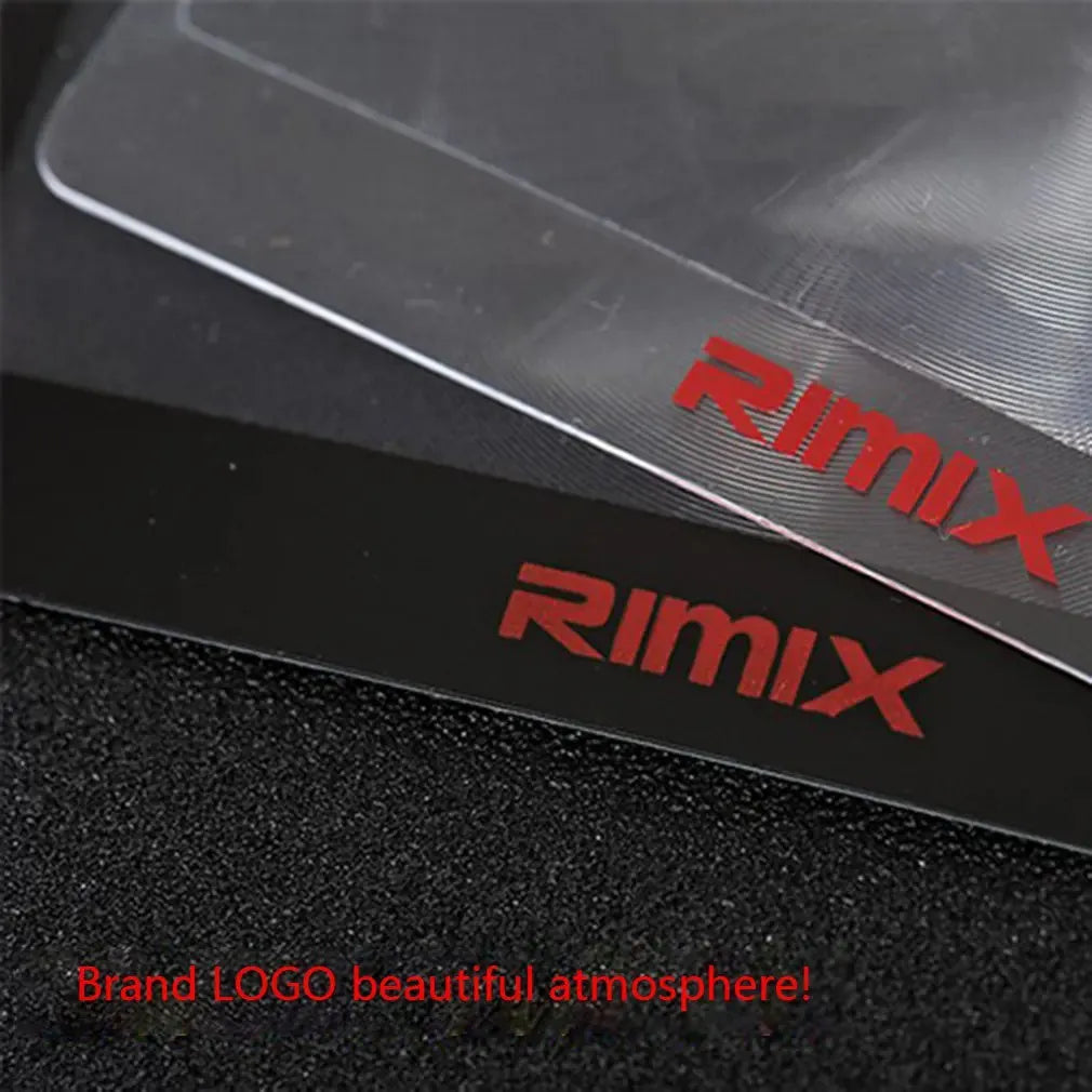 Portable plastic card magnifier for reading small text, shown in black and white colour options