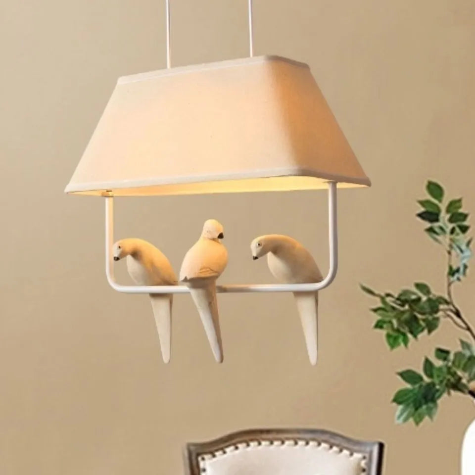 Bird chandelier ceiling lamp with fabric shade in bird designs for dining rooms and hallways