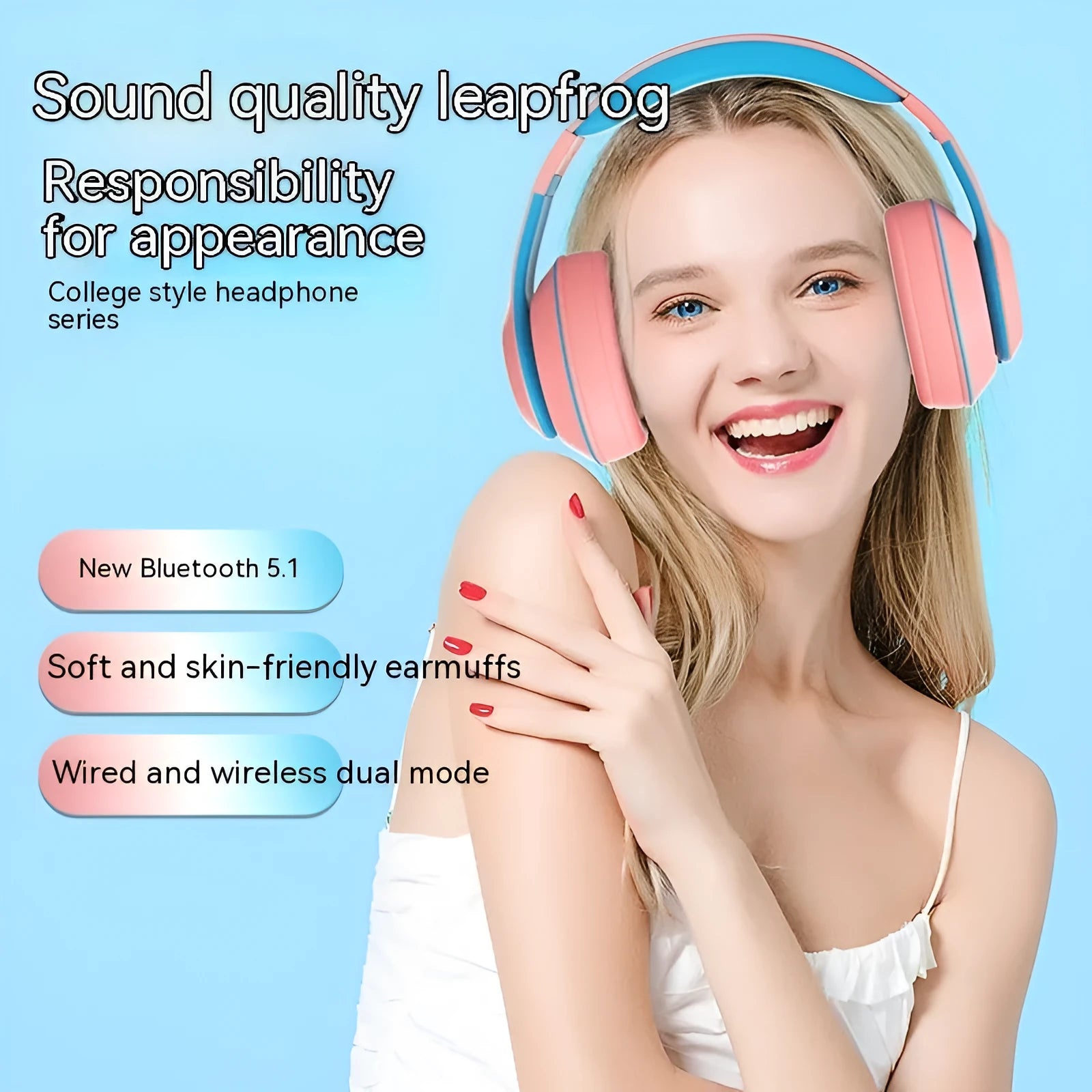 Wireless Bluetooth headset in plastic headwear style available in multiple colours