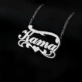 Double-layer wave heart personalised name necklace in stainless steel
