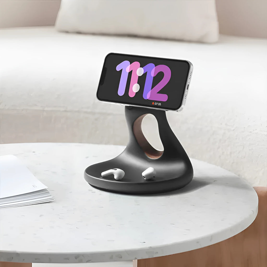 Creative MagSafe mobile phone holder resin storage rack with wireless charger slot and cable tray 16.5cm C11 style