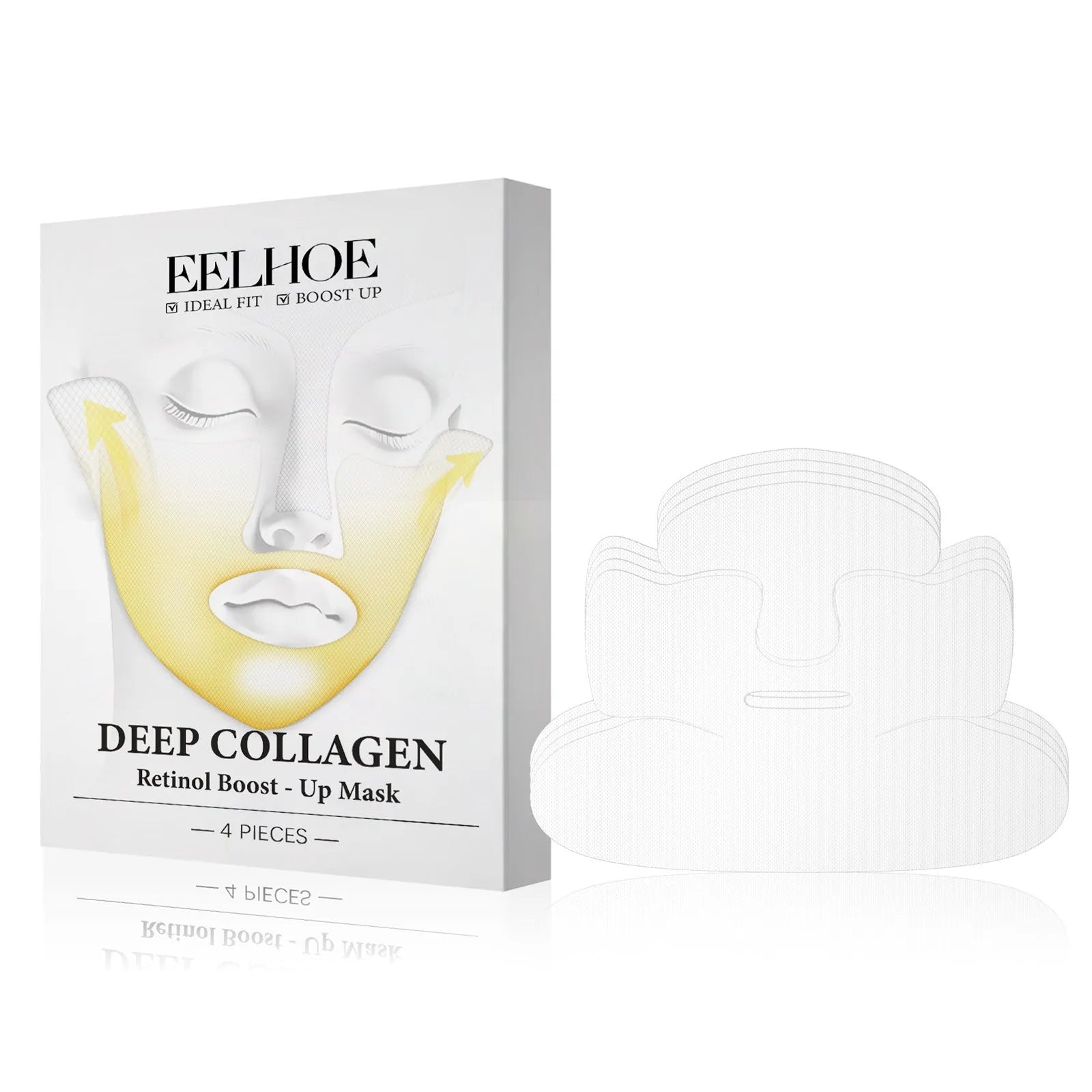 Four-piece pack of collagen tightening facial sheet masks