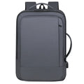 Men's black waterproof backpack with curved shoulder straps and 20-35L capacity for business travel