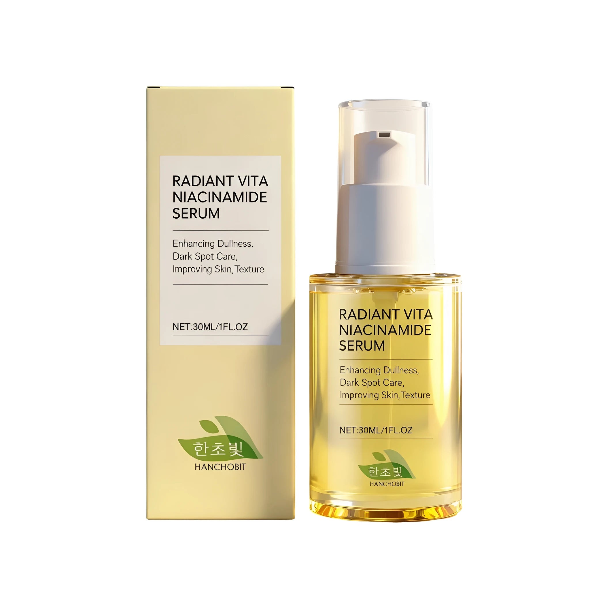 30ml facial moisturizing liquid essence with hyaluronic acid and nicotinamide in clear bottle
