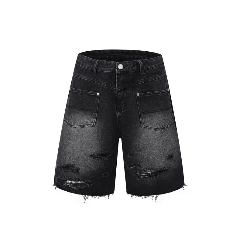Denim overall suit matching set with short sleeve top and trousers in street fashion style