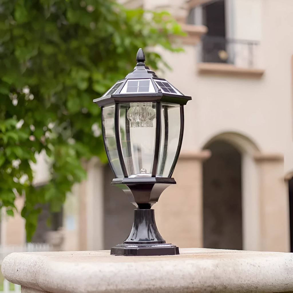 Solar pillar lamp outdoor IP65 6V 5W column light in black or bronze bend shape