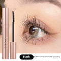 Black mascara in 14cm long tube with curved brush applicator for natural curly lashes
