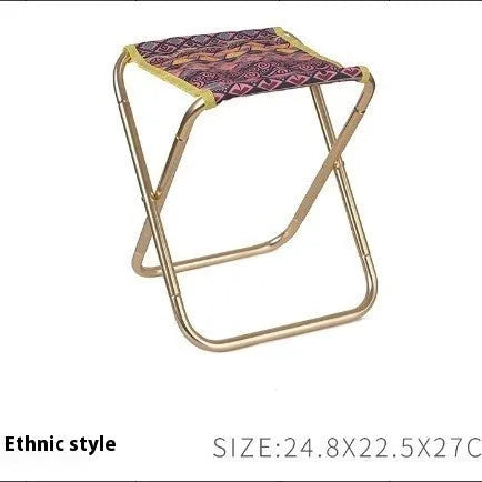 Black folding camp stool with aluminium alloy frame shown in open and folded positions.