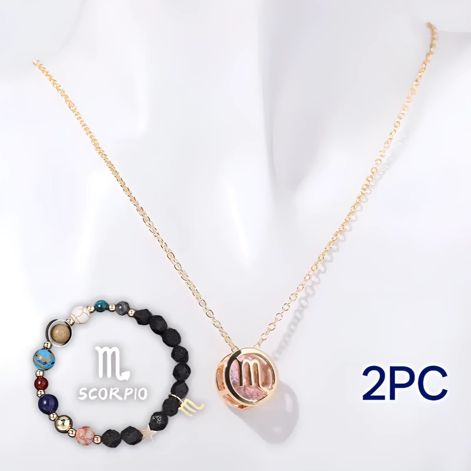Natural stone beaded necklace and matching bracelet set in one of twelve available styles