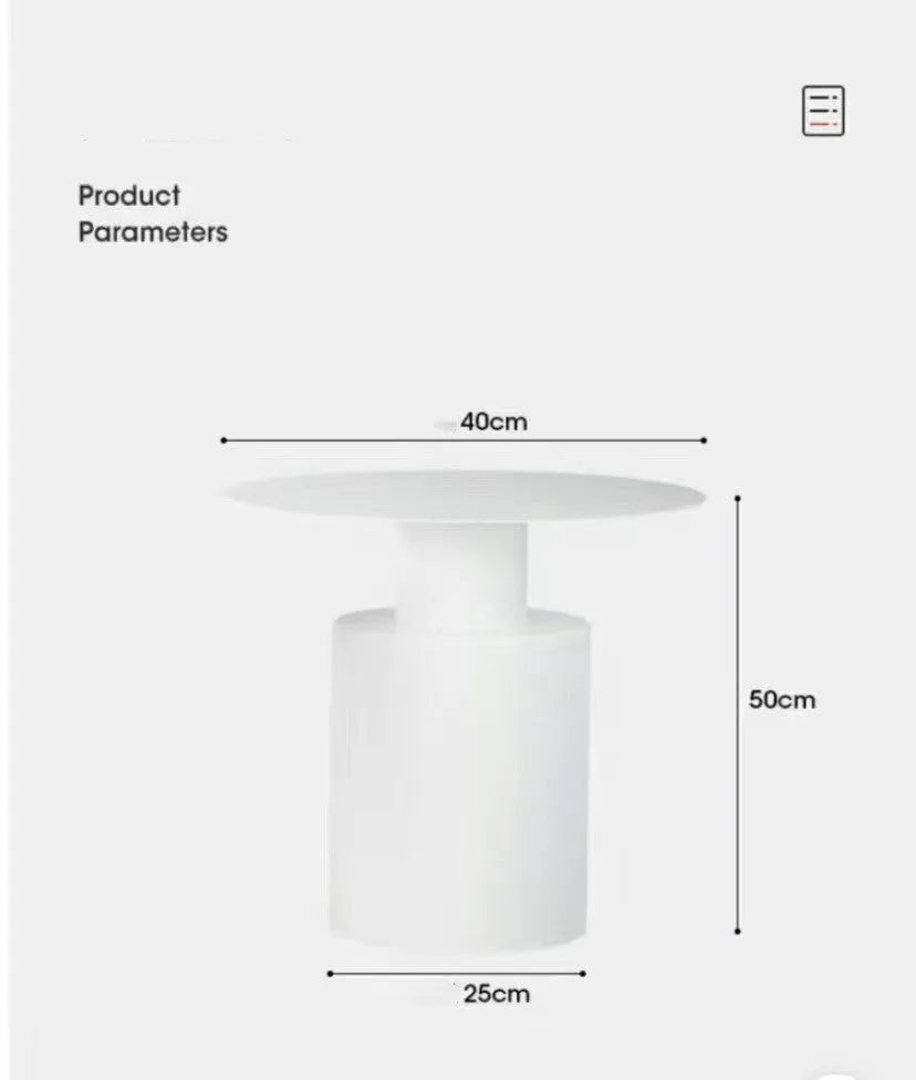 Round Nordic style simple modern metal bedside table in beige