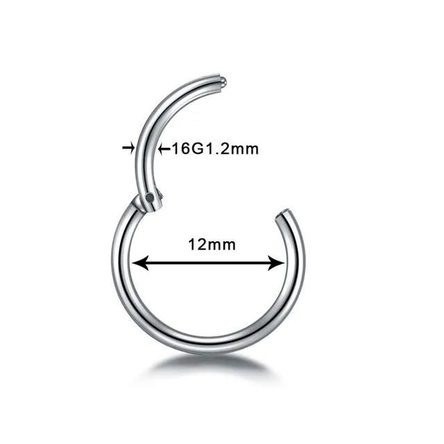 G23 titanium segment hinged clicker ring for septum nose piercing in rainbow colour finish