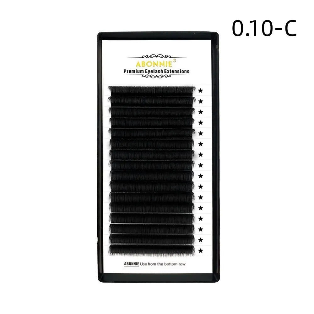 Pack of dense 16-row false eyelashes made from mink hair in various lengths from 8mm to 18mm.