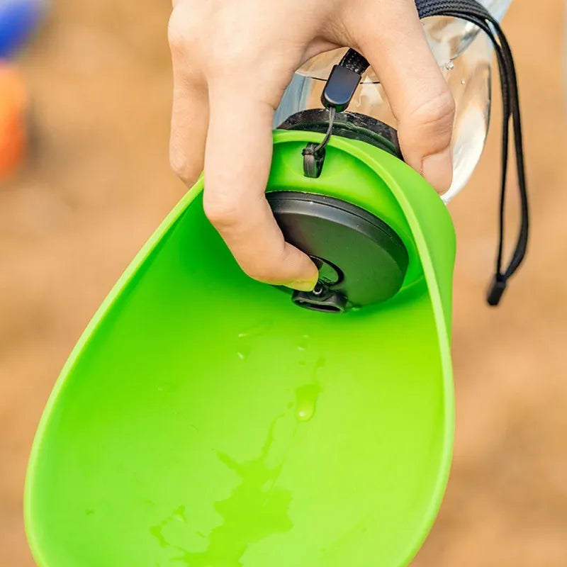 Portable dog water bottle with fold-out drinking bowl in multiple colour options