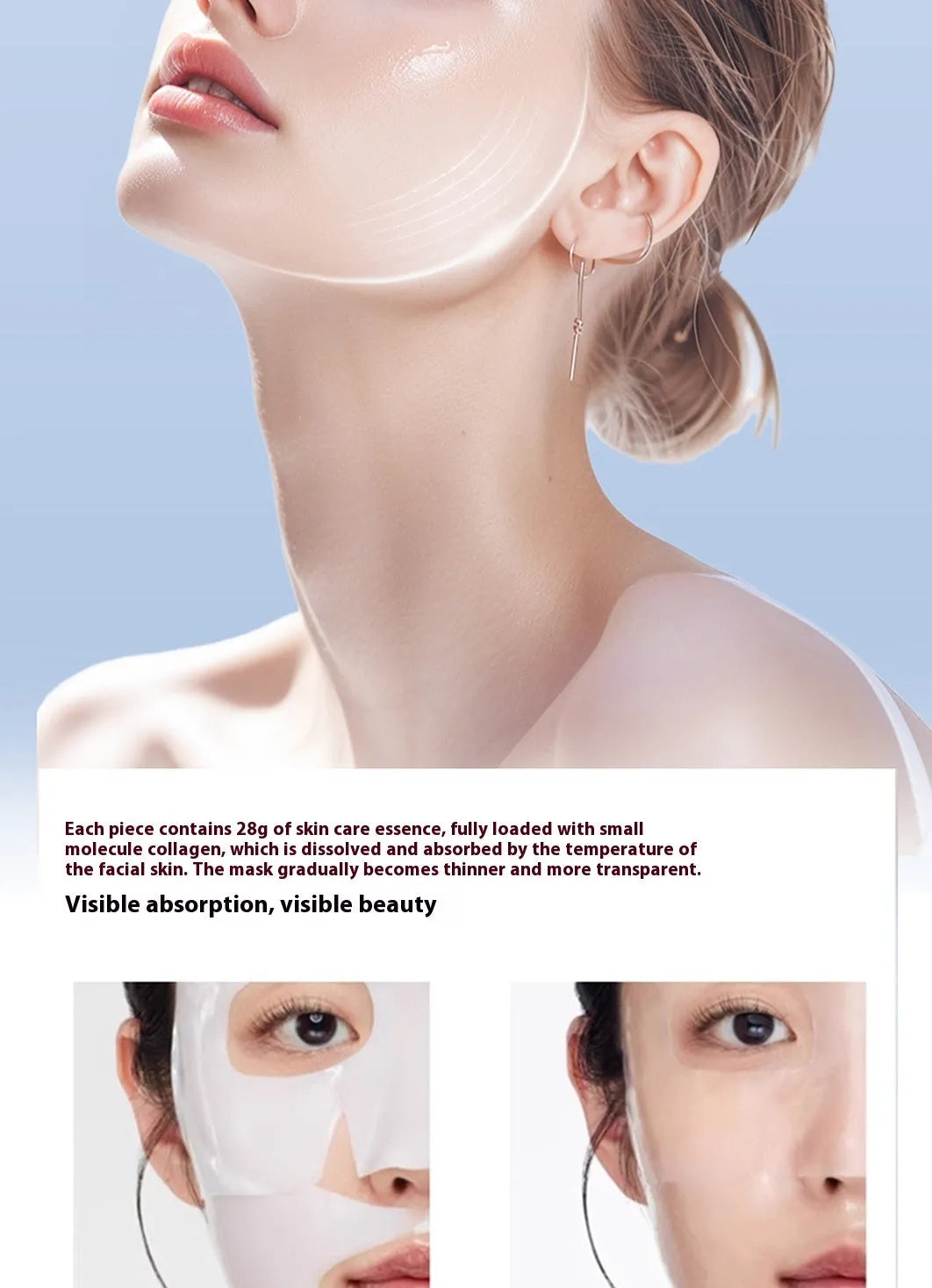 HANJILIAN collagen facial mask box with five 23ml hydrogel sheet masks for autumn and winter skincare
