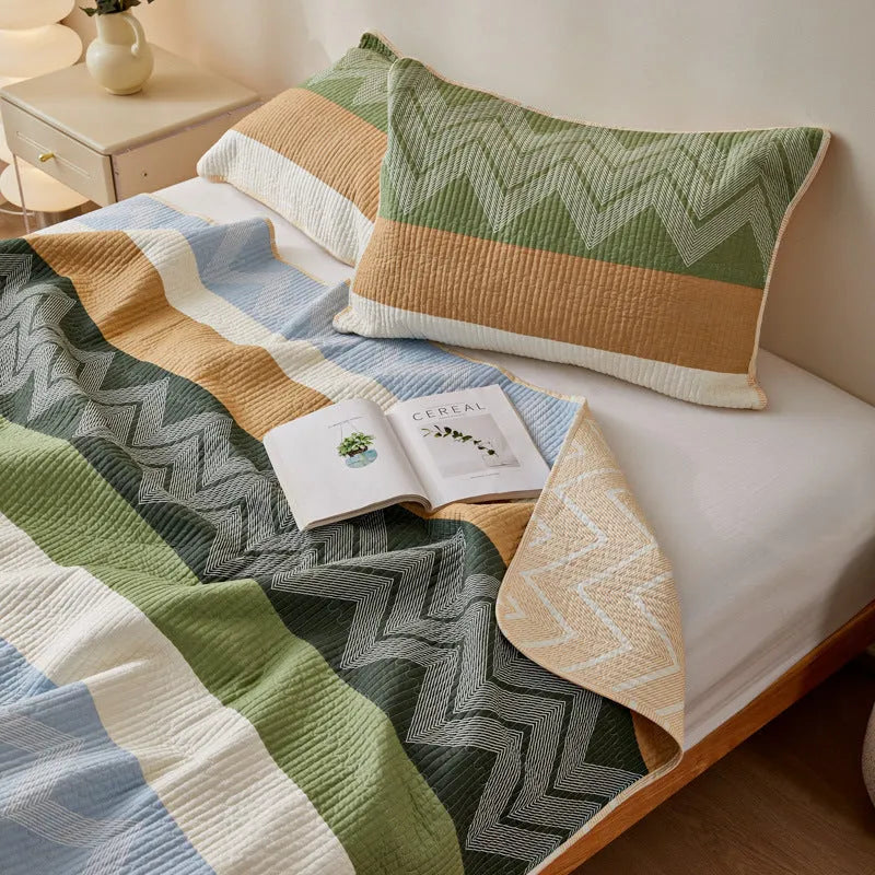 Pure cotton printed bed sheet set in a modern style for a 2.2 metre bed.