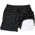 Men's camouflage pattern quick-dry sports shorts in a double-layer fabric.