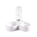 White pet water fountain for cats and dogs with adjustable water flow, showing compact size.