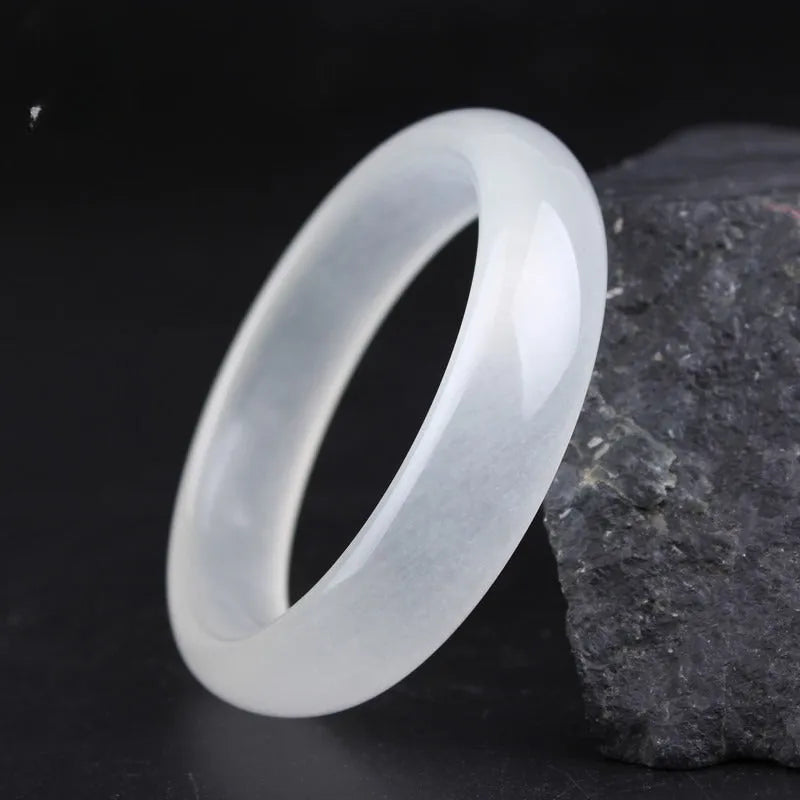 Gao Bing genuine jade bracelet showing flat rod and round rod styles in modern simplicity design on a neutral background.