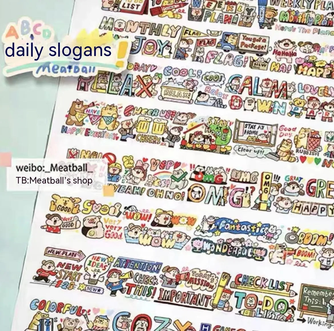 Cute cartoon character decorative sticker on Japanese paper for packaging.