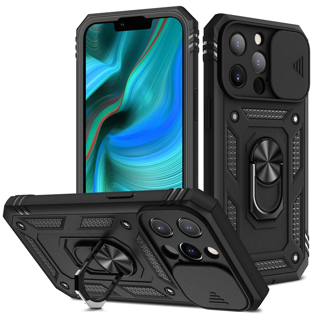 Magnetic sliding window phone case for Apple iPhone in sapphire blue and other colour options