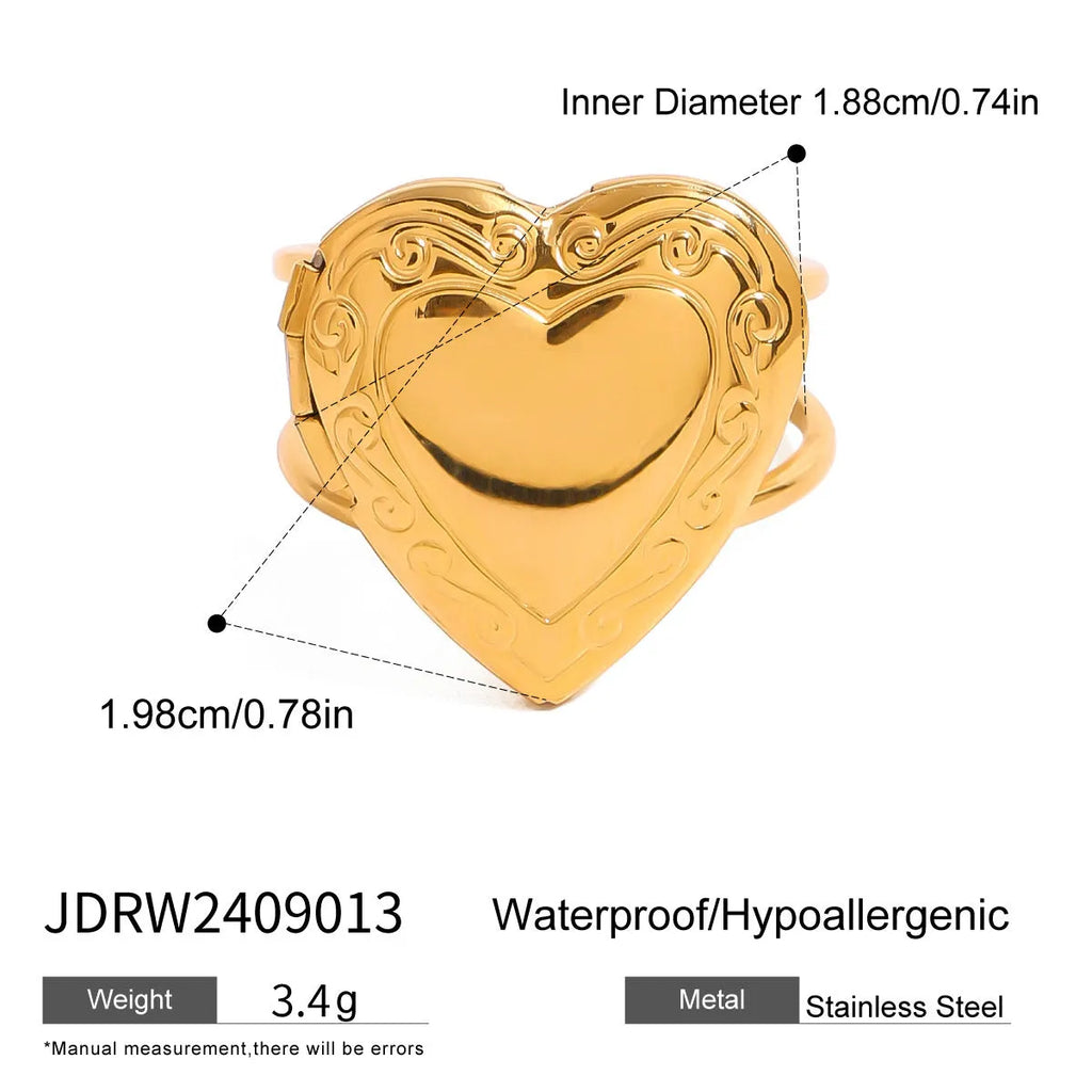Stainless Steel Love Heart-shaped Ring for Women Electroplating Finish Fashion Jewellery JDRW2409013 JDRW2409013S