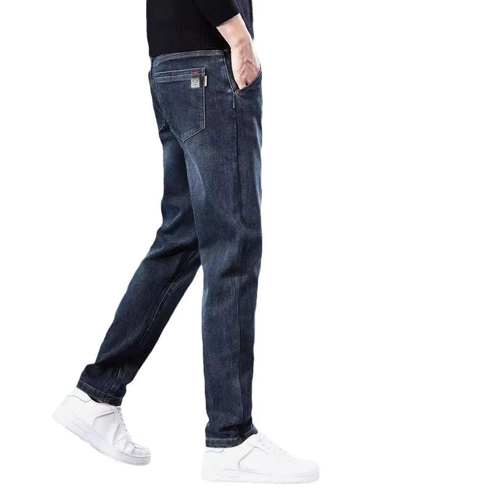 Slim straight casual trousers in black and blue grey colours with micro-elastic fabric