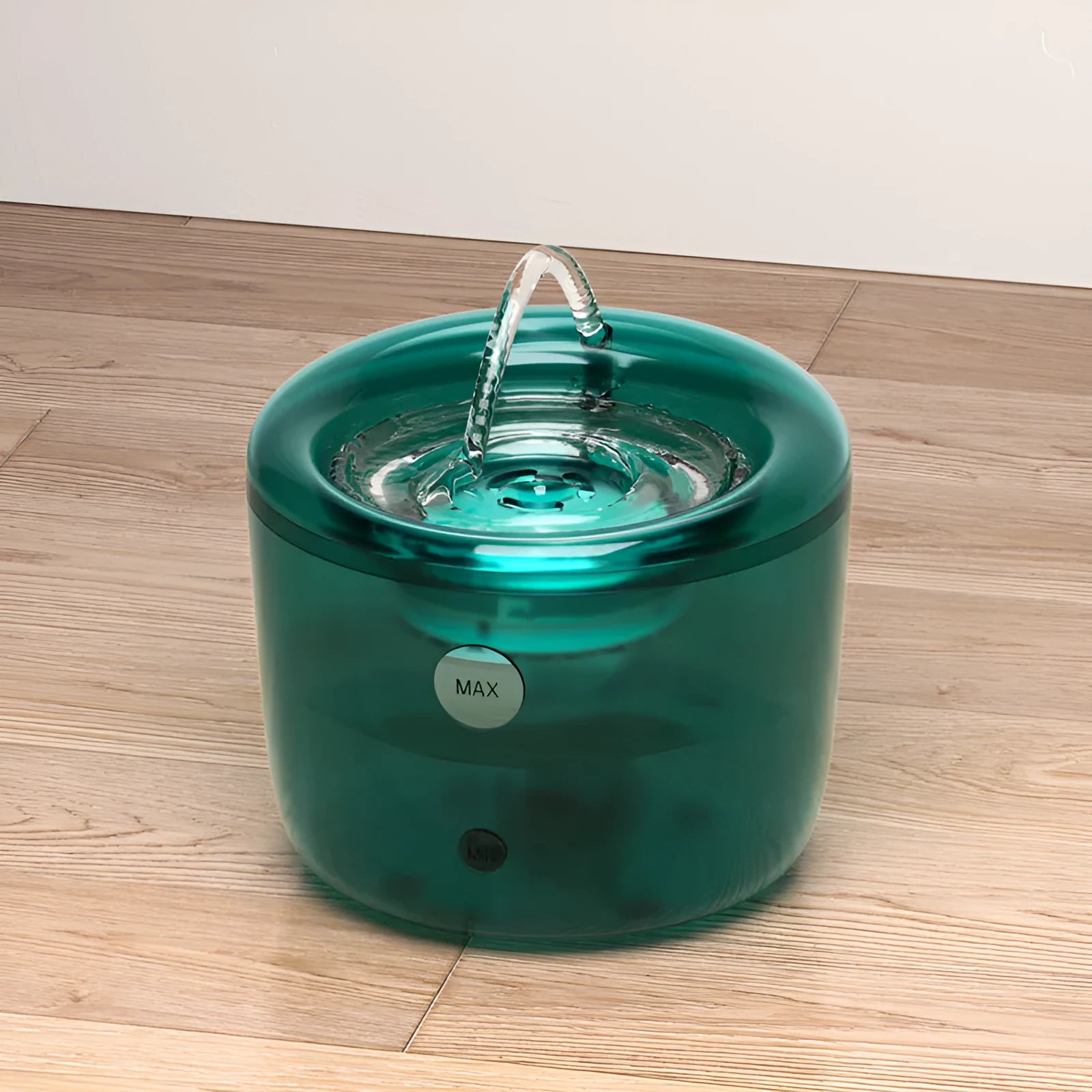 Grey automatic circulating filter water fountain for dogs and cats with USB power cable