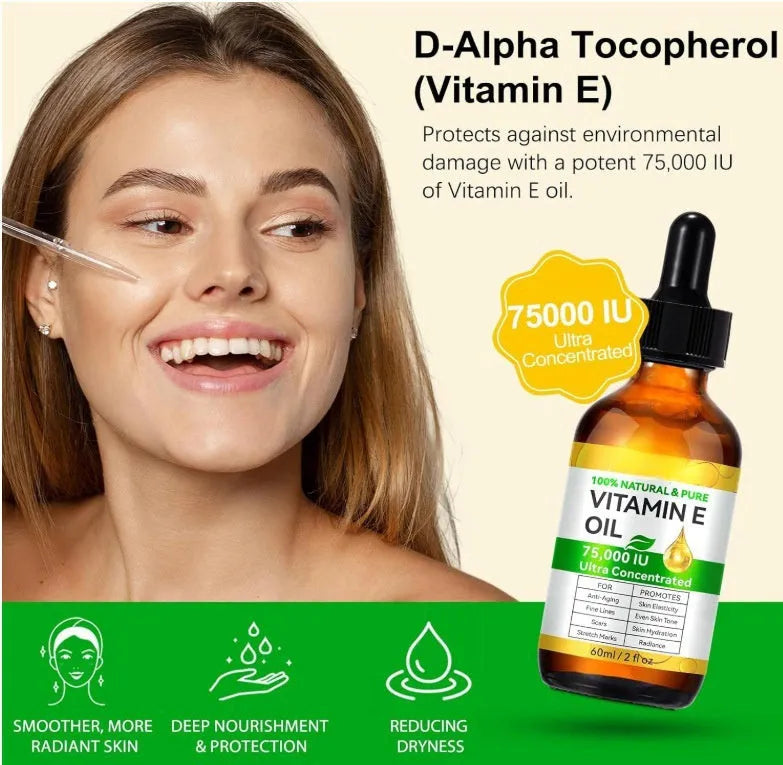 Vitamin E oil 60ml bottle for face and body moisturising