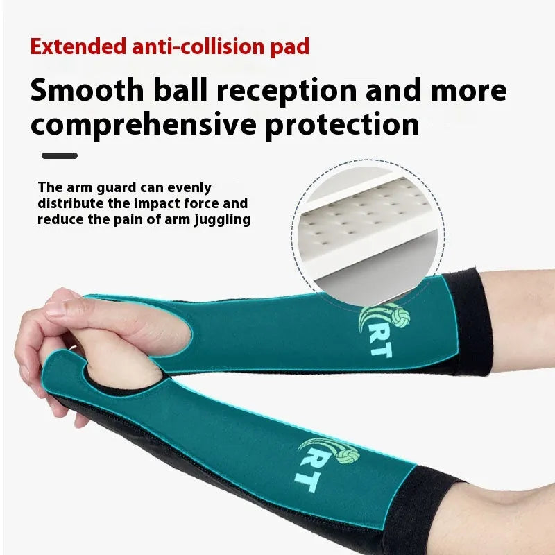Cool night black volleyball armguards pair with lengthened wristband and breathable elbow pad coverage.