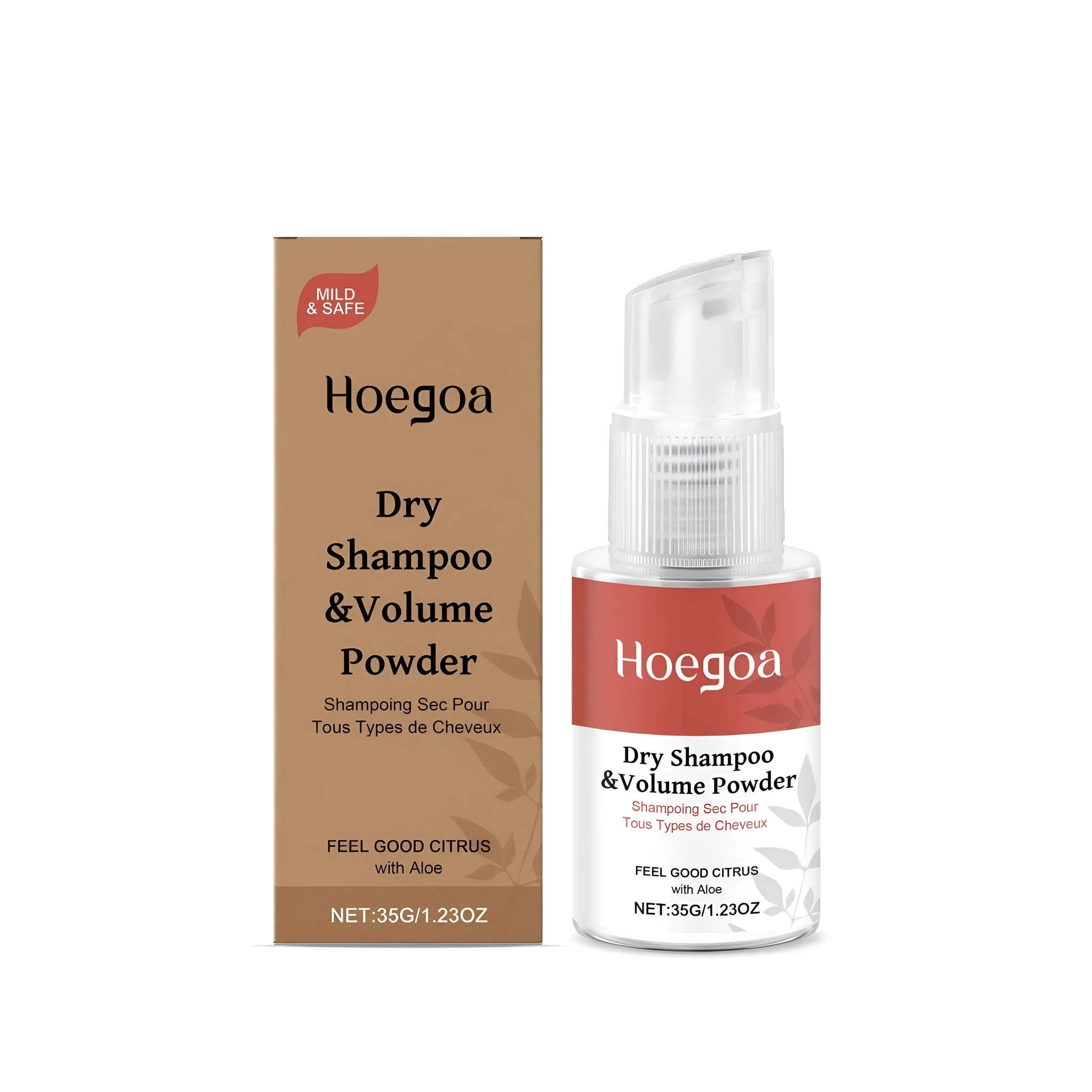 35g bottle of wash free dry hair spray with hyaluronic acid and corn starch formula