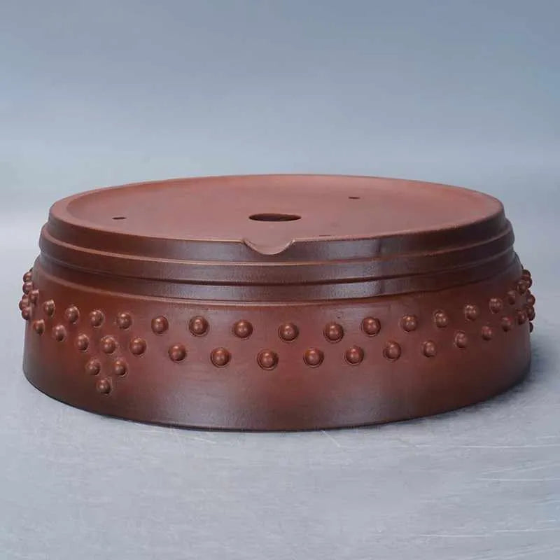 Retro plain cement ancient nail round breathable purple sand flower pot, small size, on a desk