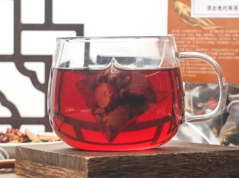 Ginseng black wolfberry tea package with 40 individual herbal tea sachets