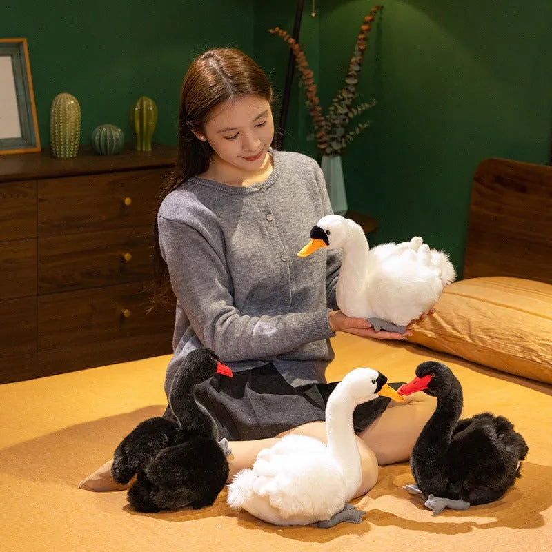 Fashion cartoon black swan plush toy 24cm made from rabbit plush soft stuffed animal