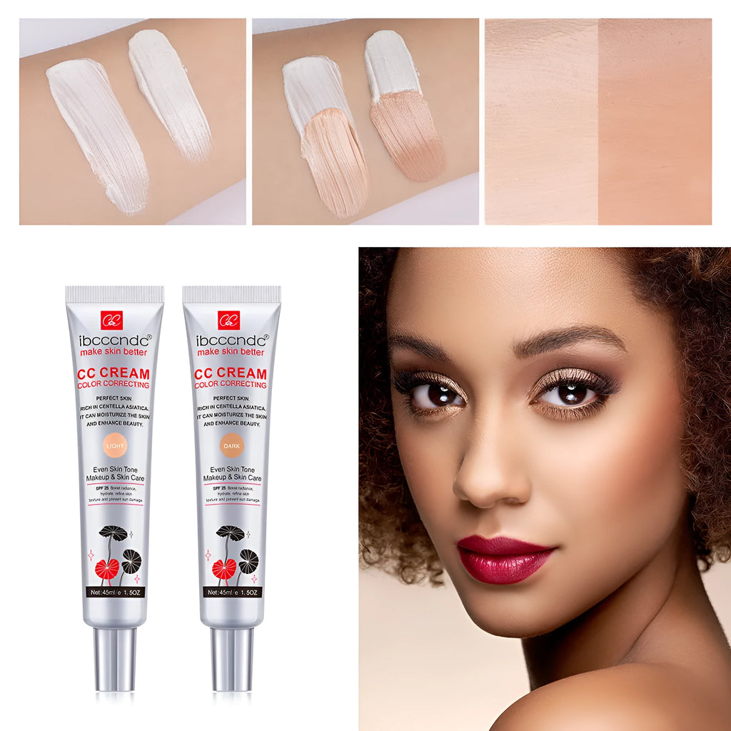 Moisturising Correcting CC Cream by Erborian, waterproof anti-sweat, colour-changing formula, available in Dark and Light shades.