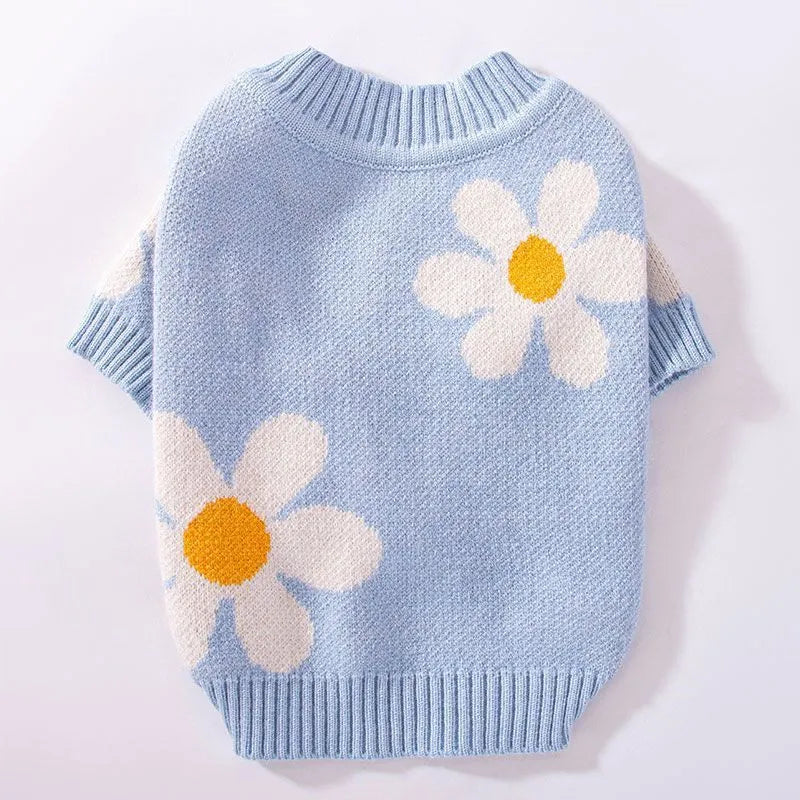Small dog wearing blue polyester autumn clothing with weight-based sizing from XS to XL
