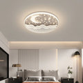 Moon ceiling light in 40cm, 50cm, or 60cm size, wrought iron and acrylic, white light or nonpolar, simple modern bedroom fixture.