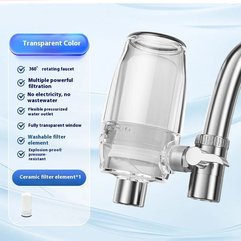 Ceramic water filter element for faucet mounting for direct drinking water.