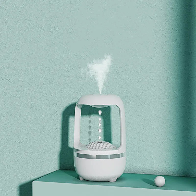 Anti gravity water drop humidifier with USB power, ABS plastic shell, 120x120x229mm, black colour