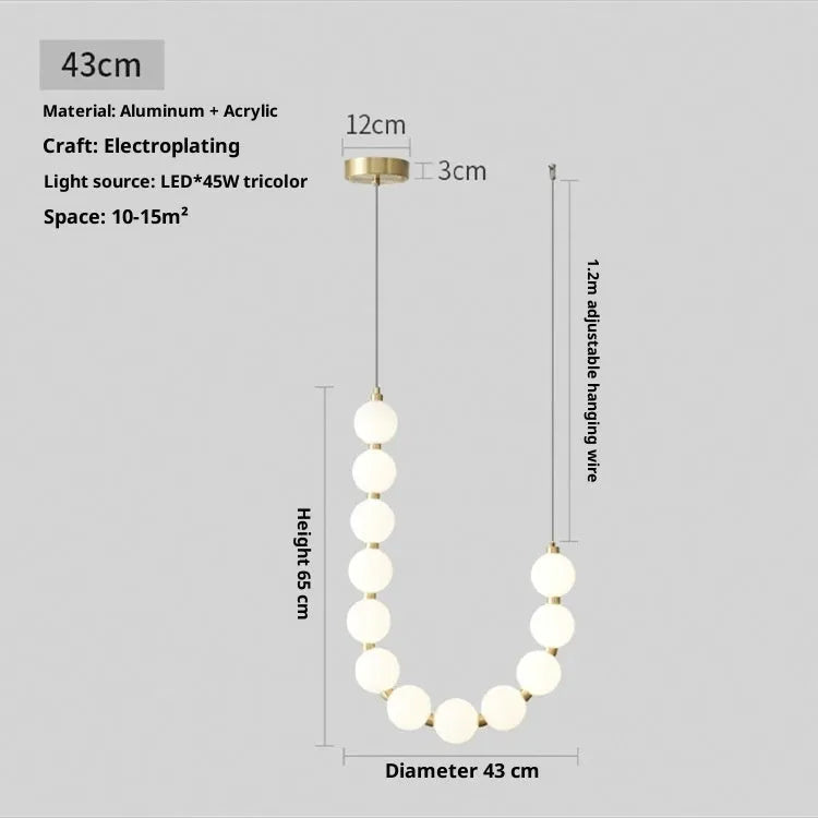 French magic bean pearl necklace chandelier with 12 heads in Nordic style for living room