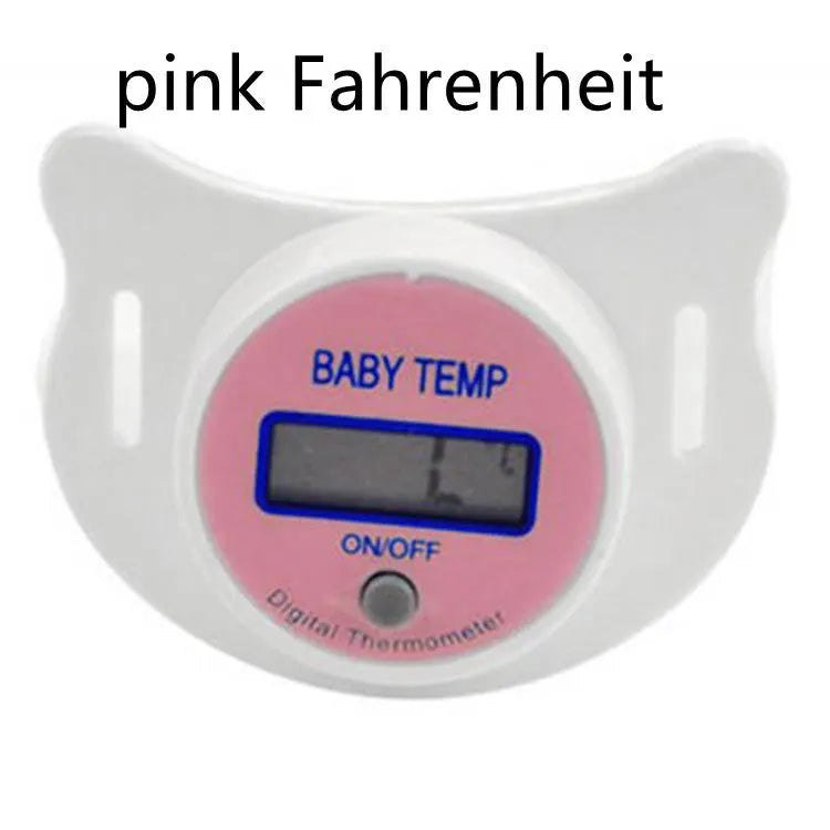 Blue and pink pacifier digital thermometer for baby oral temperature measurement with LCD display