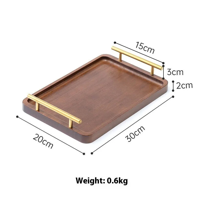 Square bamboo serving tray with solid colour design and brown handle options for barbecue shops