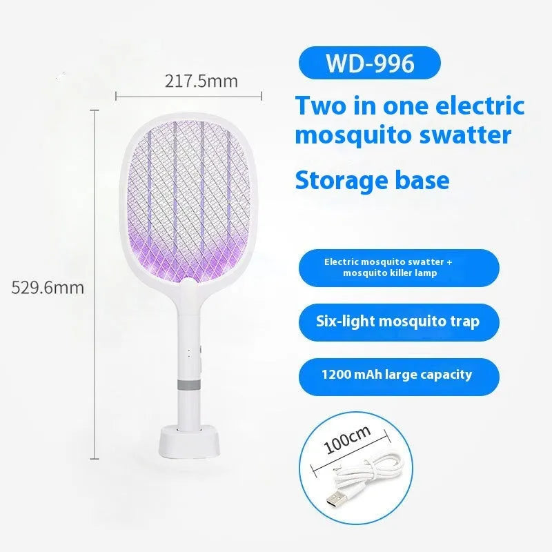 Blue rechargeable handheld electric mosquito swatter racket for killing insects