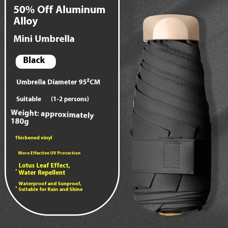 Five-fold manual umbrella with vinyl-laminated fabric in beige, black, blue, green, navy, pink, yellow or purple