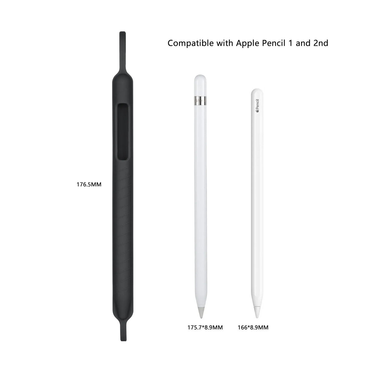 Silicone snap on pen case for Apple Pencil 1st and 2nd generation in black, gray, white Nordic style