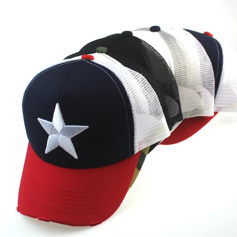 Unisex camouflage cotton baseball cap with long brim, curved eaves, and adjustable 57 cm head circumference