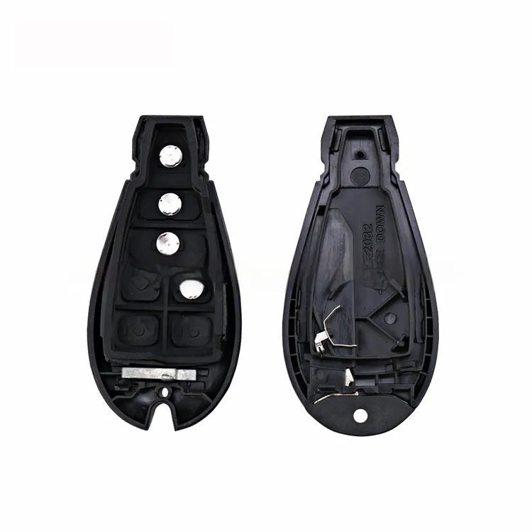 Black plastic Dodge Chrysler smart key replacement shell case showing dimensions and model codes B01-B11